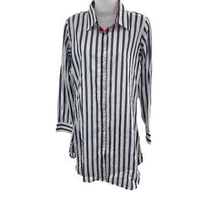 Charlotte Kellogg Palm Beach Linen Button Down Tunic Womens Size Small Striped